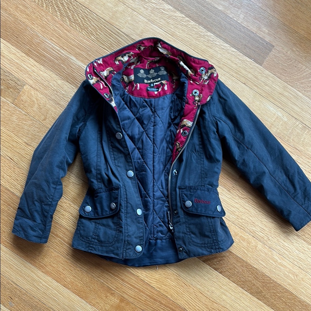 Barbour Navy Jacket with Red Lining